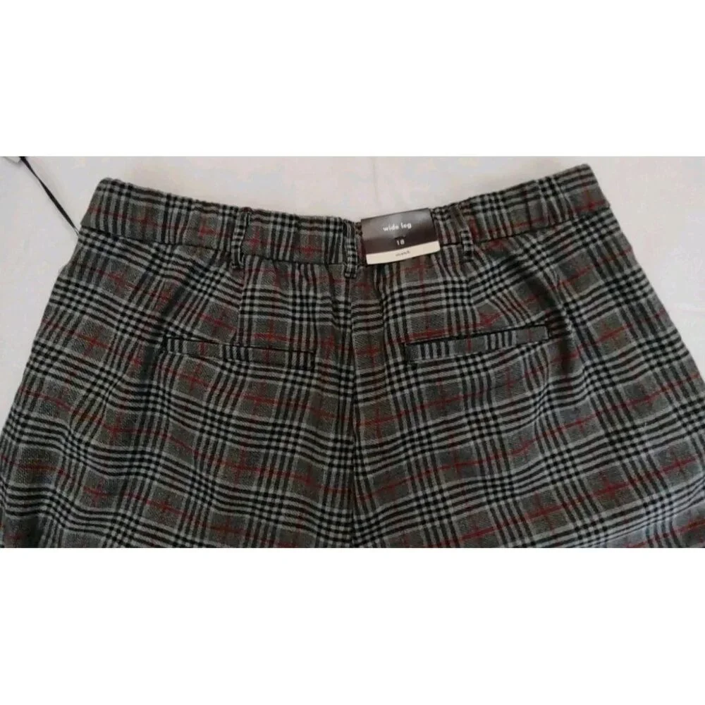 Ava & Viv Women High Rise Wide Leg Trousers Gray Plaid Plus Size 18 Stretch - Picture 5 of 15